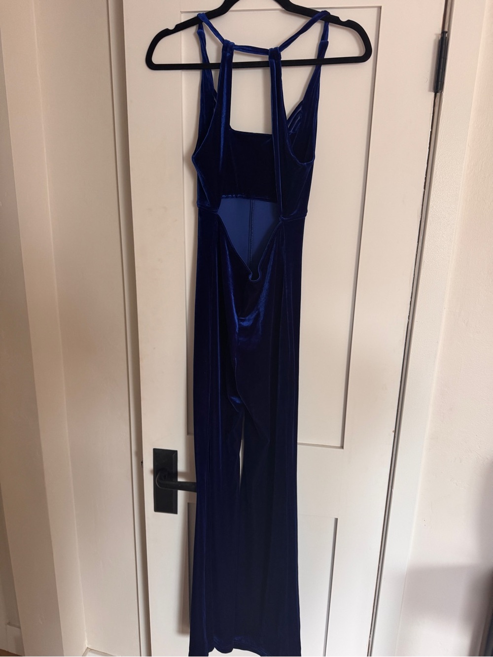 VINTAGE Royal Blue Velvet One-Piece Jumpsuit - Mitra Modelle M